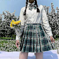Miniatyrbild 1 av 3: Jk Uniform Komplett Set Broderad Skjorta Plisserad Kjol XL Letter from the Forest