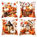 4-pack kuddfodral 45 × 45 cm med pumpamönster, höstdekoration och tacksägelseprydnadskuddar för soffa, vardagsrum och hem B