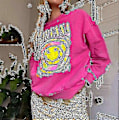 Miniatyrbilde 1 av 2: Nirvana Smiley Face Crewneck Genser Heliconia Farge Nirvana Genser Gave Pink XL