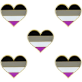 Pikkukuva 1 / 7: 5 kpl biseksuaali ylpeys sydänmuotoinen rintaneula rintaneulat lippu rintaneula rintaneulat Pack 5 Asexual