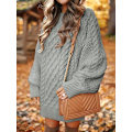 Miniatyrbillede 2 af 4: Dame Langærmet Strikket Sweater Kjole grey M