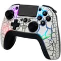 Tedbox Trådlös Handkontroll för PS4, med Unik Sprickdesign/Programmerbar Baksida/Dubbel Vibration, Kompatibel med PS4/PC/iOS