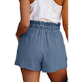 Miniatyrbillede 3 af 4: Dame Ensfarvede Elastiske Shorts Sommer Afslappet Høj Talje Korte Bukser Blue XL