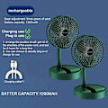 Pikkukuva 1 / 5: Pöytätuuletin Käsituuletin Taitettava Sisäänvedettävä Pieni Tuuletin Mini Kannettava Lataus USB Koti Hiljainen Pitkä Valmiusaika Mini Sähkötuuletin Green Charging 2pc