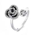 Miniatyrbillede 1 af 5: Anti Angst Ringe Justerbare Åbne Ringe Blomsterformede Ringe Med Zirkon A