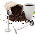 Miniatyrbillede 5 af 5: Kaffemåleske 2 I 1 Rustfrit Stål Kaffeske Kaffe Tamper til Måling af Malede Kaffebønner Stående Ske til Hjemmekontor