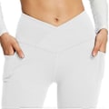 Pikkukuva 4 / 5: Naisten Crossover-leveälahkeiset leggingsit, korkeavyötäröiset jooga-urheiluhousut White M