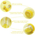 Miniatyrbild 7 av 7: Fruktformad timglas sandtimer, säker färgglad tydlig sandglas med skyddande lockbas för hem, skrivbord, kök, matlagning, nedräkning Lemon 5 min
