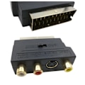 Miniatyrbilde 1 av 4: RGB Scart 21-pinners hane til 3 RCA AV hunnkonverter + videoadapter (svart)