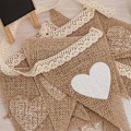 Miniatyrbillede 6 af 7: Hessian Vimpler Kærlighedshjerte Trekant Flag Party Dekoration til Bryllup Fødselsdag Ceremonier Baby Showers Jul 26 Stykker