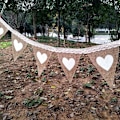 Miniatyrbillede 7 af 7: Hessian Vimpler Kærlighedshjerte Trekant Flag Party Dekoration til Bryllup Fødselsdag Ceremonier Baby Showers Jul 26 Stykker