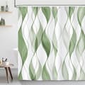 Vågformad gradient duschdraperi - modern minimalistisk stil - 180×180 cm - vattentät och mögelresistent polyester - 12 krokar ingår Grön