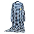 Pikkukuva 1 / 5: 6 Väriä Rento Kotiasu Naisten Pitkähihainen Puuvilla Yöpaita Löysä Pyjama Blue
