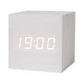 LED Digital Väckarklocka Träimitation Bordsklocka Nattlampa Termometer Snooze Alarmklocka DE FP White