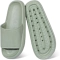 Miniatyrbillede 1 af 7: Cloud Sliders til kvinder og mænd, skridsikre badeværelses slippers til kvinder om sommeren, bløde flip flop pude sliders, platform pool sliders brusebadssko til indendørs Green 1 5.5 to 6.5 UK