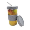 Miniatyrbilde 2 av 4: 1 Sett Vannkopp Miljøvennlig Med Lokk Glass Smoothie Te Drikkestrå Flaske For Kontor White