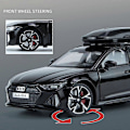 Miniatyrbild 5 av 5: 1/32 RS6 Leksaksbilmodell med Ljud Ljus Dörrar Öppnade Legering Diecast Modellfordon Samling Leksak för Pojke Vuxen Festivalpresent Black