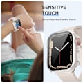 Pikkukuva 4 / 6: 3 kpl näytönsuojaa yhteensopiva Apple Watch Series 6/5/4/SE:n kanssa karkaistusta lasista, iskunkestävä kotelo iWatchille 44mm Black and clear and starlight