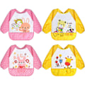 Miniatyrbild 1 av 5: 5-pack Långärmade Bebis-Släpkläder, Vattentäta Ärmar, Småbarns-Släpkläder för 6-36 Månader 4pcs-pink Yellow Tie Closure-6-36 months
