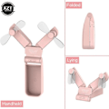 Pikkukuva 5 / 5: Pienet sähkötuulettimet Mini Kannettava Kaksipäinen Sähkötuuletin USB Ladattava Säädettävä Kannettava Taitettava Suloinen Mini Taitettava Tuuletin Matkoille Blue