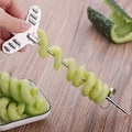 Miniatyrbillede 4 af 6: 2 stk./sæt grøntsagsspiralskærer, rustfrit stål skrueoptrækker twist spiral kartoffel gulerod agurk udskæringsværktøj