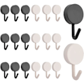 Miniatyrbilde 1 av 5: 20 stk. sorte og hvite tunge selvklebende kroker, flyttbare veggkroker for bad, kjøkken, kontor, skap, glass Black+White
