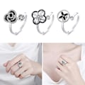 Miniatyrbillede 3 af 4: Anti Angst Ringe Justerbare Åbne Ringe Blomsterformede Ringe Med Zirkon C