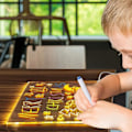 Miniatyrbillede 4 af 5: Akryl LED Notatbræt med 7 Farvepenne - Simpel Skrivebordstegning Meddelelsesbræt til Børn Drenge Piger 30x20cm