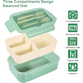 Pikkukuva 3 / 5: 1400 ml Bento-lounasrasia, 3 osastoa, ruokailuvälineet, astianpesukoneen kestävä, BPA-vapaa voileipälaatikko aikuisille ja lapsille