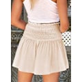 Miniatyrbild 4 av 5: Damshorts Bomull Hög Elastisk Midja Plisserade Volang Söta Shorts Strand Flödande Vardagsshorts S-xl Beige Large