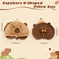 Miniatyrbild 4 av 4: Capybara U-formad Resepillow med Huva, Nacke Stöd Plush Pillow, Huvad Sovtillbehör Nacke Hakstöd Fylld Djur Kudde för Flygplan
