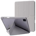 Pikkukuva 1 / 5: iPad Pro 13 (2024) -kotelo Origami-telineellä, Nahkainen Tablet-kansi Automaattisella Herätystoiminnolla / Lepotilalla - Harmaa Multicolor Grey