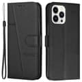 Plånboksfodral för Iphone 15 Pro PU Läder Ställ Caif Textur Telefonskal Med Rem