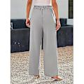 Pikkukuva 4 / 4: Leveälahkeiset housut naisille, korkeavyötäröiset, business casual -tyyliset Grey XL