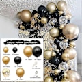 Miniatyrbillede 5 af 5: 121 stk. Guld Sort Balloner Bue Guirlande Sæt Guld Paillet Balloner til Bryllup Dimission Fødselsdag Julefrokost Dekoration