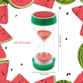 Miniatyrbild 2 av 7: Fruktformad timglas sandtimer, säker färgglad tydlig sandglas med skyddande lockbas för hem, skrivbord, kök, matlagning, nedräkning Watermelon 60 min