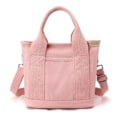 Miniatyrbillede 1 af 3: Multi-lommet Tote Bag med lynlås, Canvas Japansk Håndlavet Håndtaske med rum, Multifunktionel Skuldertaske Pink