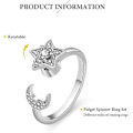 Miniatyrbillede 2 af 5: Anti-Angst Ringe til Kvinder, Justerbar Åbning, Fidget Spinner Ringe, Kubisk Zirkonia Blomster Ringe, Spinner Ring Sæt