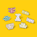 Miniatyrbillede 6 af 7: 6 stk. bogstav emalje pin positiv opmuntring sætning broche pin inspirerende bogstav revers pin badge positivt ordsprog pin sæt tøj taske fest dekoration