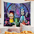 Miniatyrbillede 4 af 5: Rick And Morty Tema Gobelin Soveværelse Vægophæng Gobeliner Dekoration B 150*200CM