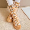 Miniatyrbild 4 av 5: 1 par vuxna strumpor tecknad katt kanin alpacka giraff kyckling fluffig fluffig tjocknad stretchig hålla varm korallfleece höst vinter golv sova strumpor