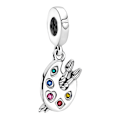 Miniatyrbilde 1 av 5: Artist's Palette Dangle Charm 925 Sterling Sølv Dangle for Pandora Armbånd Musiker Kvinner