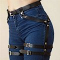 Miniatyrbilde 4 av 5: Lærkroppsele Midjebelte Benstrømpe Punk Goth Suspender Bånd Rem