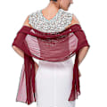 Miniatyrbilde 5 av 5: Transparent Chiffon-sjal | Sjal for kvinner til brudekjole - Ensfarget Chiffon Silke Wine Red 160x50cm