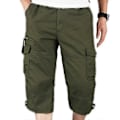 Miniatyrbillede 1 af 4: Herre 3/4 Lange Elastiske Shorts Talje Cargo Combat Trekvart Bukser Army Green 3XL