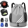 Miniatyrbilde 1 av 5: Sports Drawstring Backpack Stor Gym Bag med Skoskuff Vanntette Nylon for Gym Shopping Y02  gray