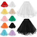Miniatyrbilde 3 av 5: Mesh Tyllskjørt med Elastisk Strikk i Livet Ensfarget Trelags Prinsesseskjørt Cosplay Bryllup Fester Knelang Skjørt red