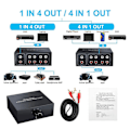 Miniatyrbillede 2 af 5: 4 Ports Bi-direktionel R L RCA Audio Switcher Box Audio Rotary Switch Plug and Play Audio Splitter