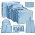 Miniatyrbillede 1 af 4: 8 stk. Rejseorganisatorposer, Bagagepakkeposer med Sko Opbevaringsposer, Mesh Makeupposer light blue