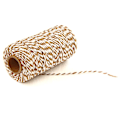 Miniatyrbild 1 av 5: 2mm 100m Bomullssträng Garn 2-trådig Flerfärgad Semester Dekorativ Randig Tråd För DIY Hantverk Present Bakning Inpackning Khaki-White